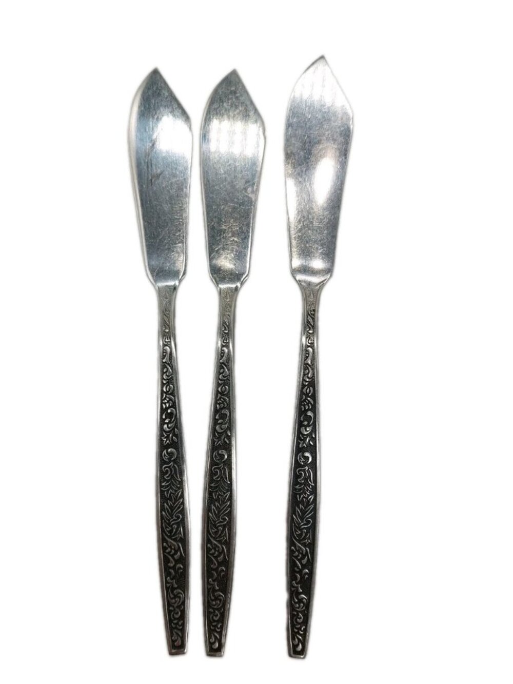 Household’s Deco Butter Knives 6" Set Of 3 Floral Vintage